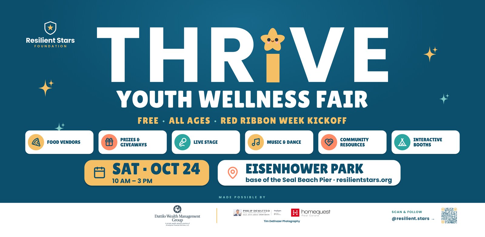 THRIVE Youth Wellness Fair — free, all ages, Saturday October 24, 10 AM to 3 PM, Eisenhower Park at the base of the Seal Beach Pier